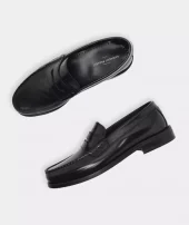 Miles Penny Loafers : Black Polido