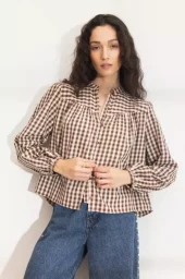 Bellier Blouse : Brown Check