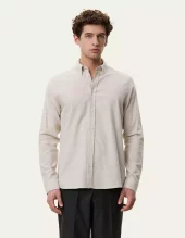 Soft Flannel Shirt : Oyster Gray White