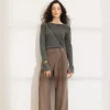 Ava Wool Trouser : Dark Taupe Melange