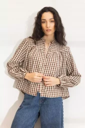 Bellier Blouse : Brown Check