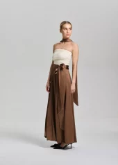 Eleanor Wrap Skirt : Ombre Brown