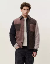 Wool Colourblock Overshirt : Molè Brown