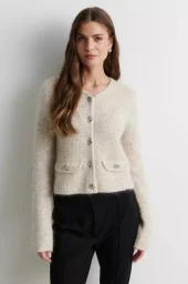 Andrea Knit Structure Cardigan : Birch