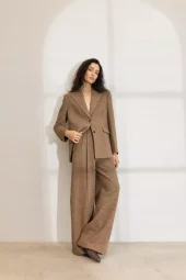 Ava Herringbone Trouser : Cognac