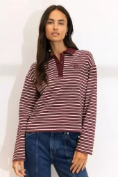 Elmer Polo Shirt : Deep Plum Stripe