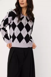 Love My Cras Pullover : Black Argyle