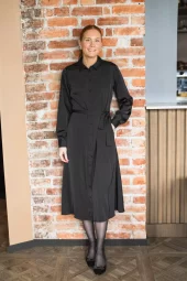 Raus Trine Shirt Dress : Black
