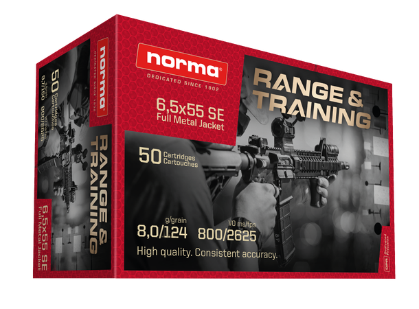 Norma 6,5x55 Swedish 8,0g / 124gr FMJ Range & Training