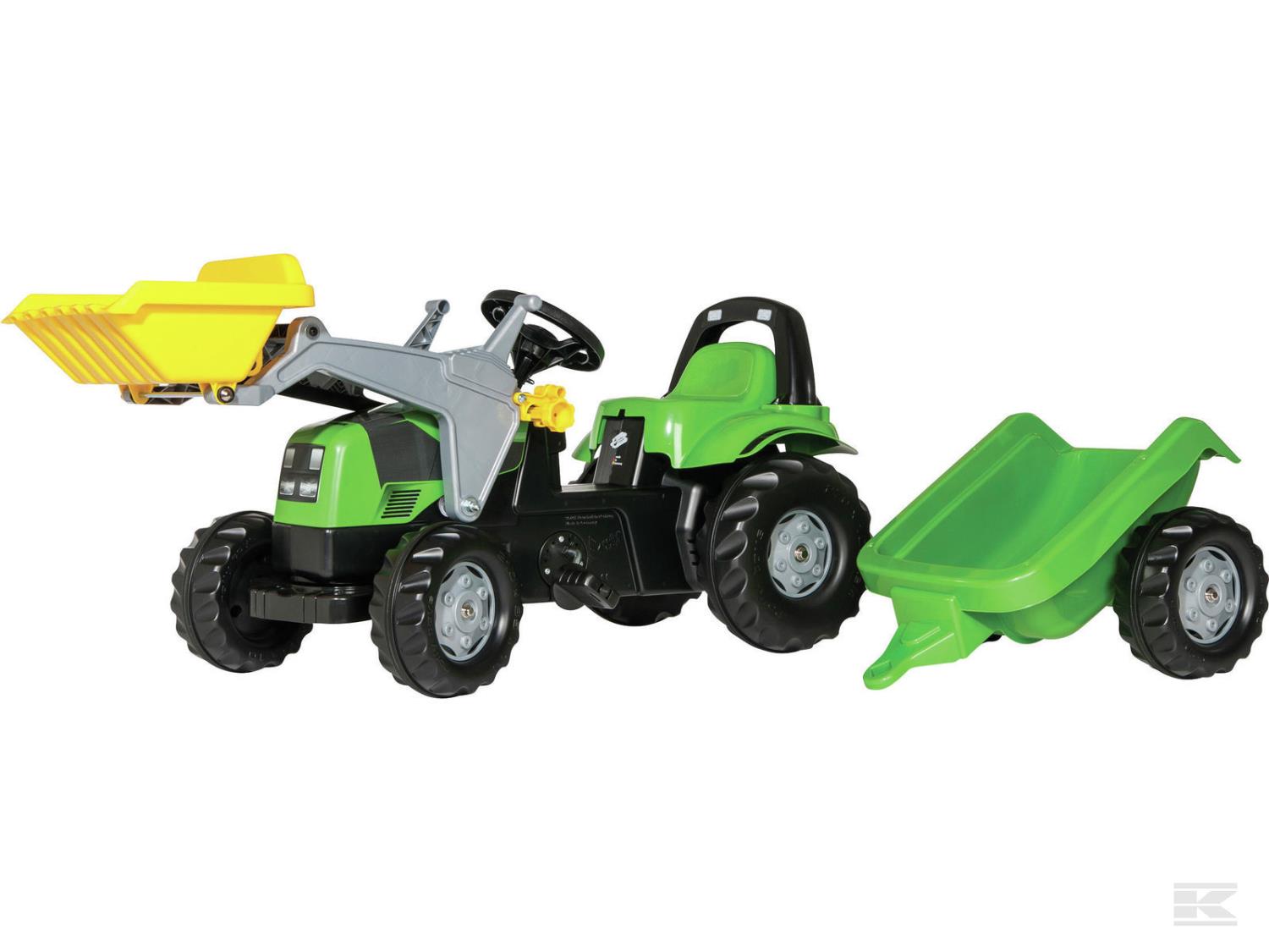 Leketøy rollykid Deutz traktor m/frontlaster og tilhenger   81 x 45 x 41 cm