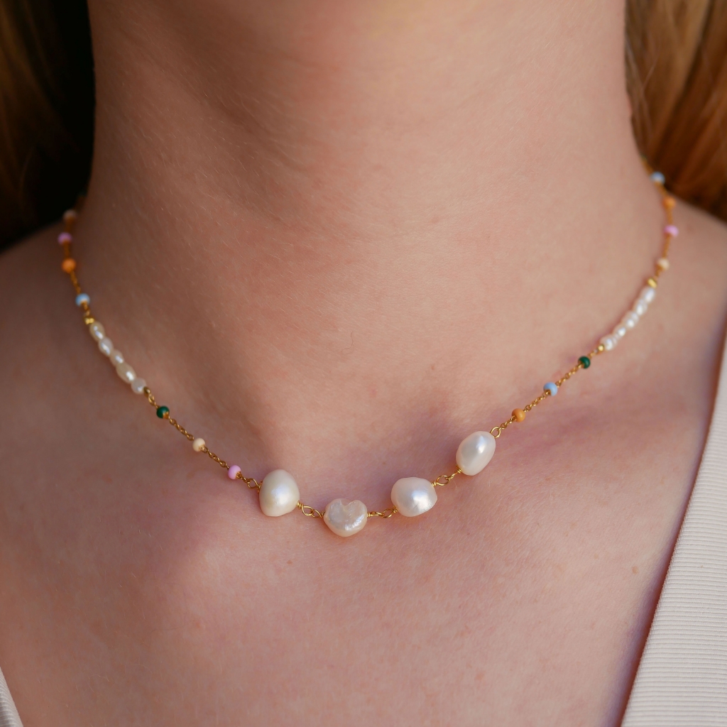 Enamel, necklace lola perla