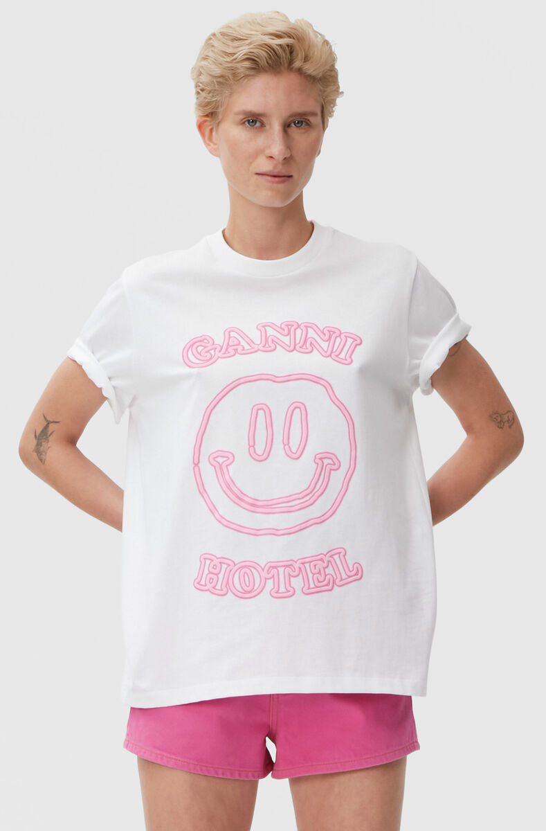 Ganni, Cotton Jersey O-neck T-shirt