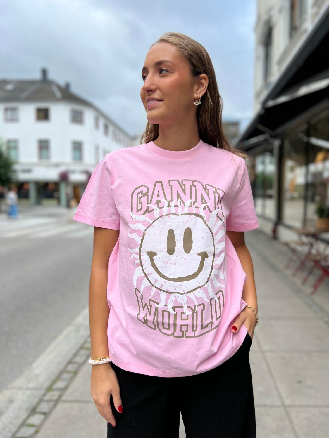 Ganni, Basic Jersey Smiley Relaxed T-shirt