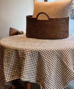 Linge Particulier, Tablecloth brown gingham 140x250