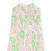 Ganni,  Pleated Georgette Strap Mini Dress