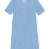 Ganni, Printed Crepe Wide Midi Dress