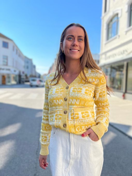 Ganni, Logo Wool Mix Cardigan