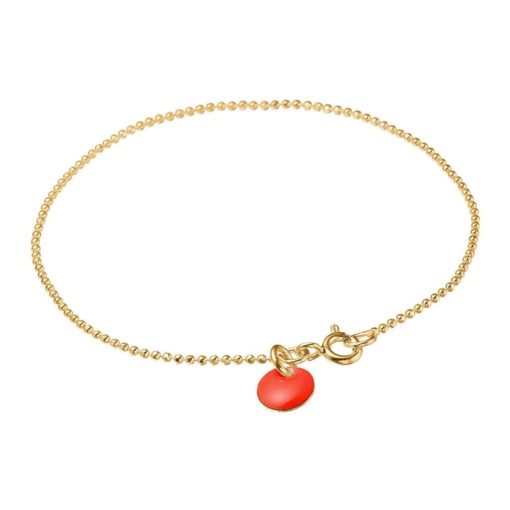 Enamel, Ball Chain Bracelet, Red