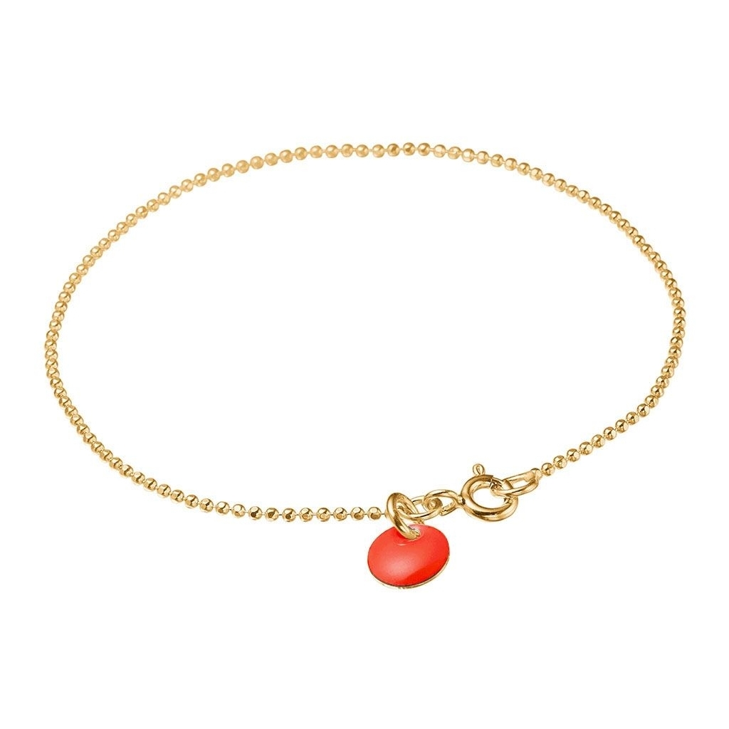 Enamel, Ball Chain Bracelet, Red