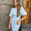 Ganni, Jacquard Puff Sleeves Mini Dress