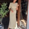 Ganni, Seersucker Puff Sleeves Dress