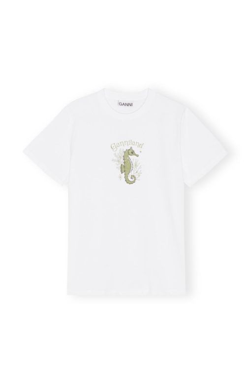 Ganni, Basic Jersey Green Seahorse Relaxed T-shirt