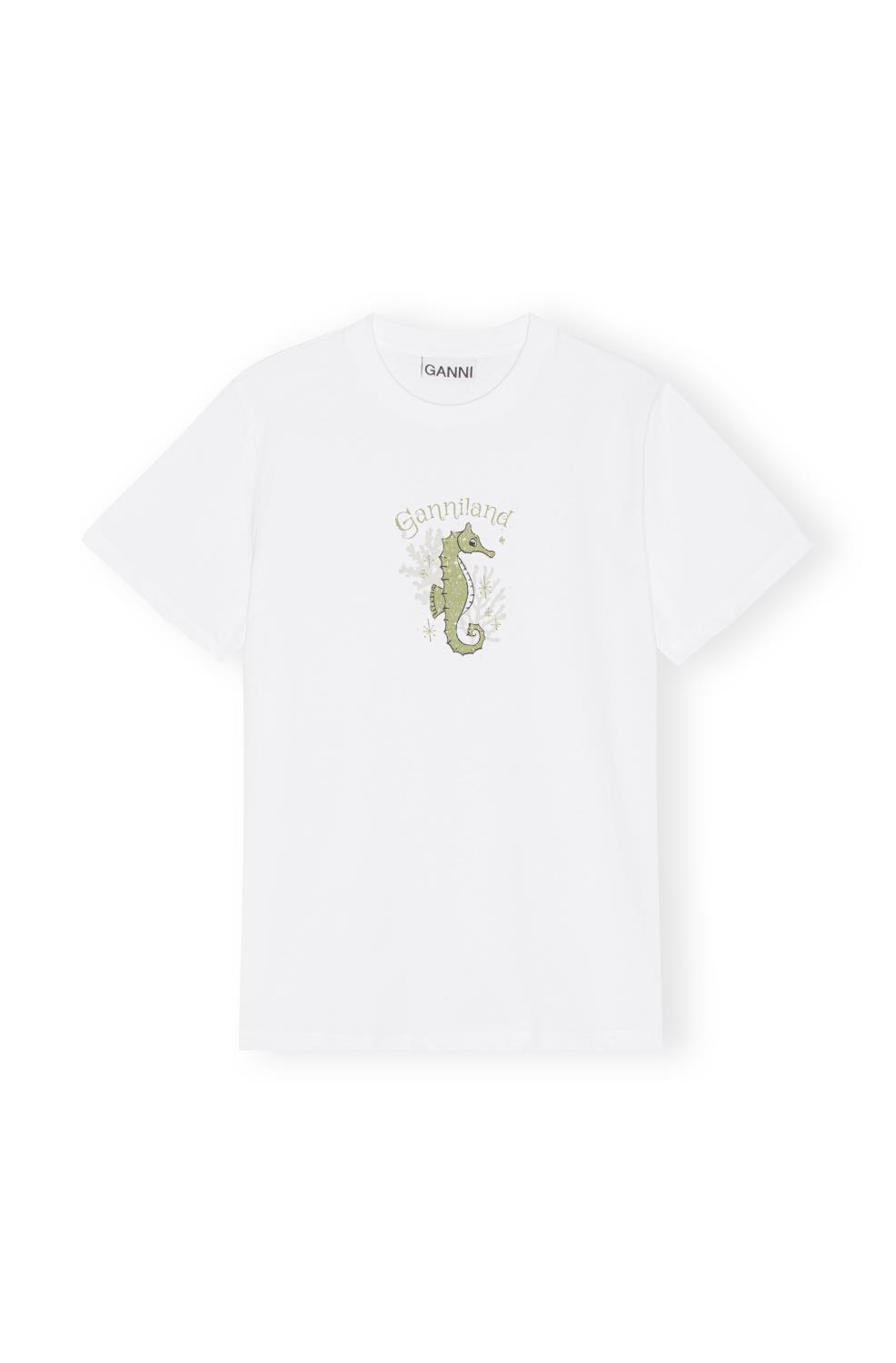 Ganni, Basic Jersey Green Seahorse Relaxed T-shirt