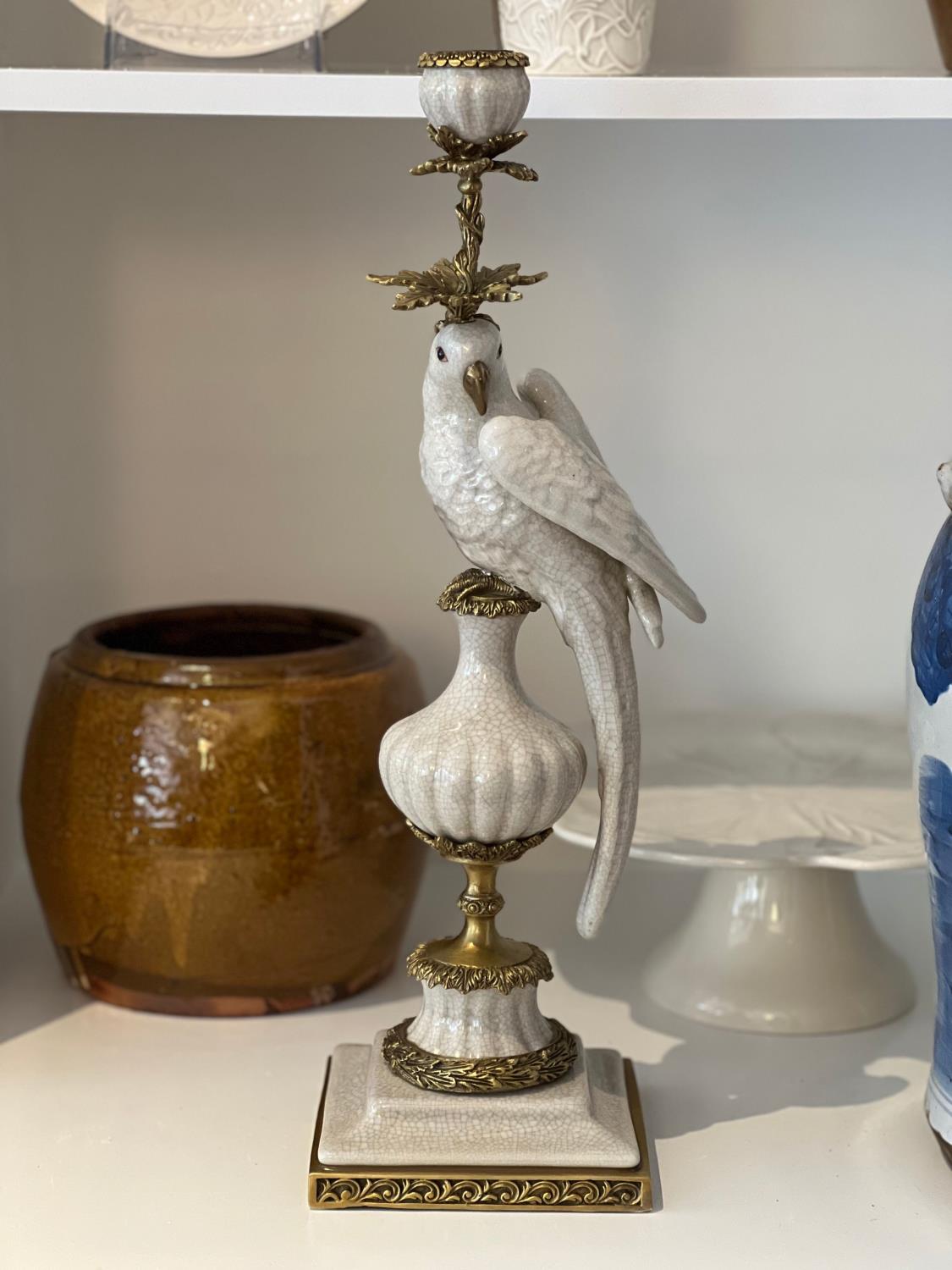 G&C, Candle holder parrot white