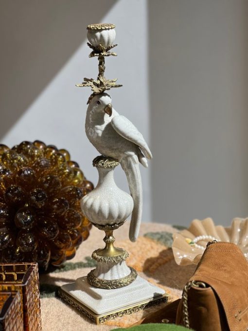 G&C, Candleholder parrot white