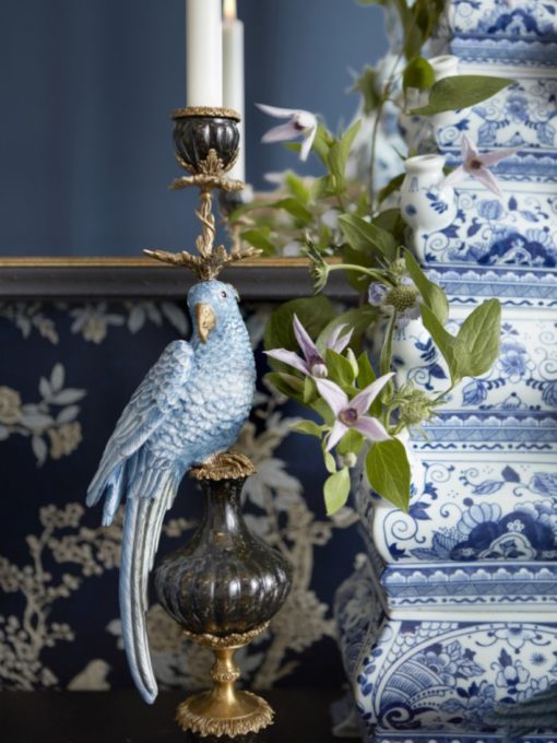 G&C, Candleholder Parrot Blue