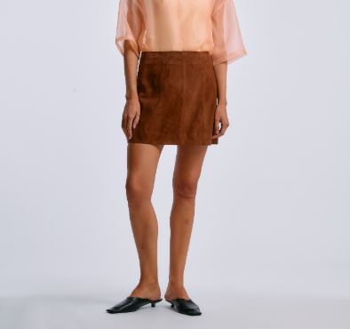 One and other, Idun leather skirt cognac brown