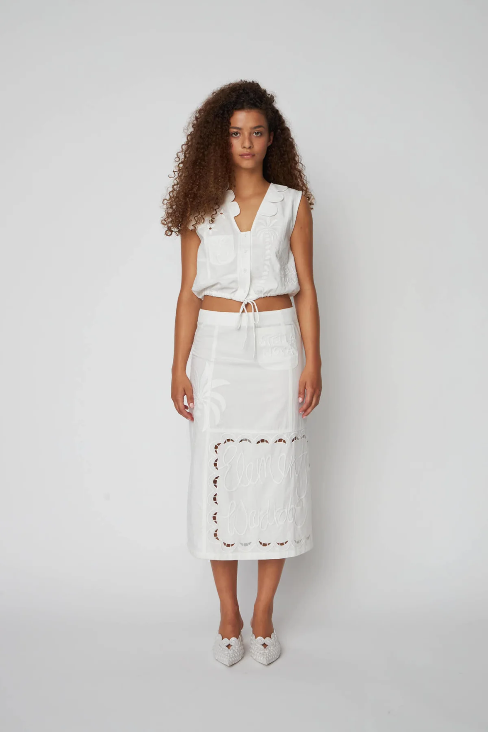 Stella Nova, Elements Embroidered Cotton Skirt