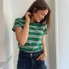 Rag & Bone, The Slub Stripe Tee Greenmult