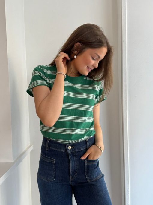 Rag & Bone, The Slub Stripe Tee Greenmult