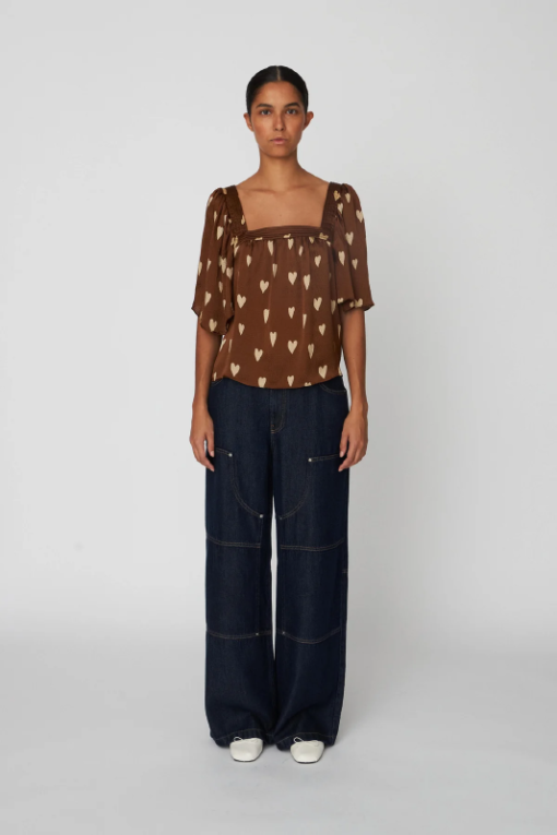 Stella Nova, Heart printed silk top