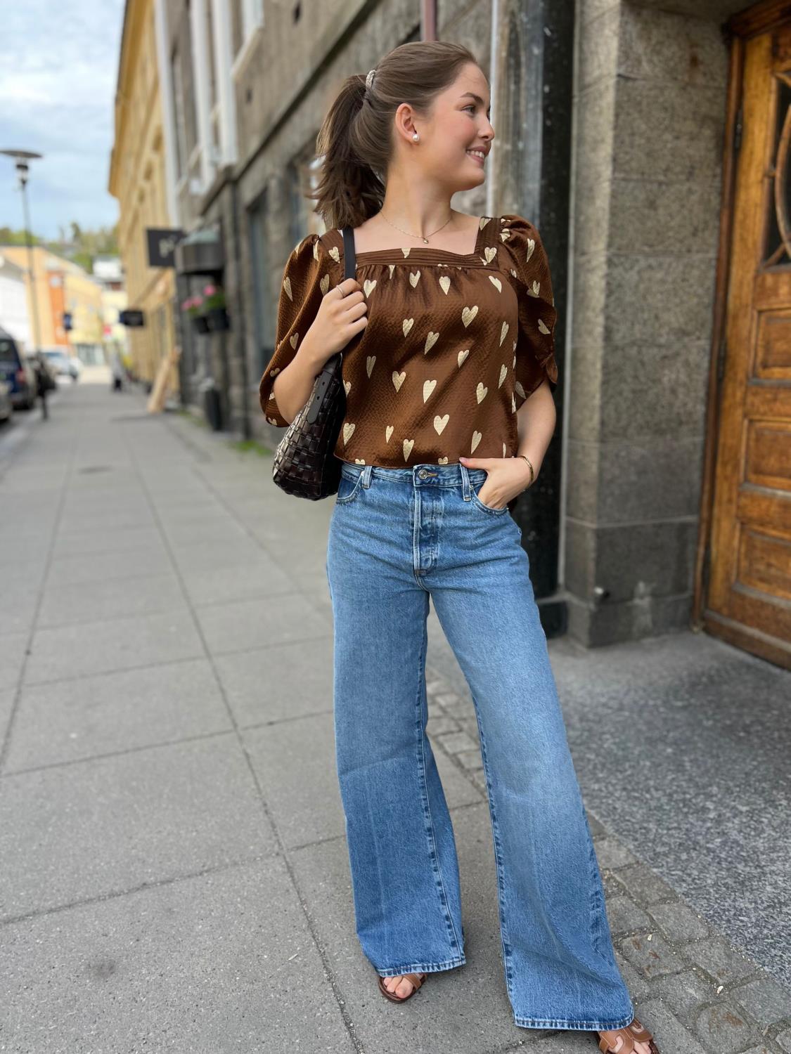 Stella Nova, Heart printed silk top