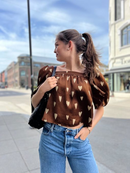 Stella Nova, Heart printed silk top