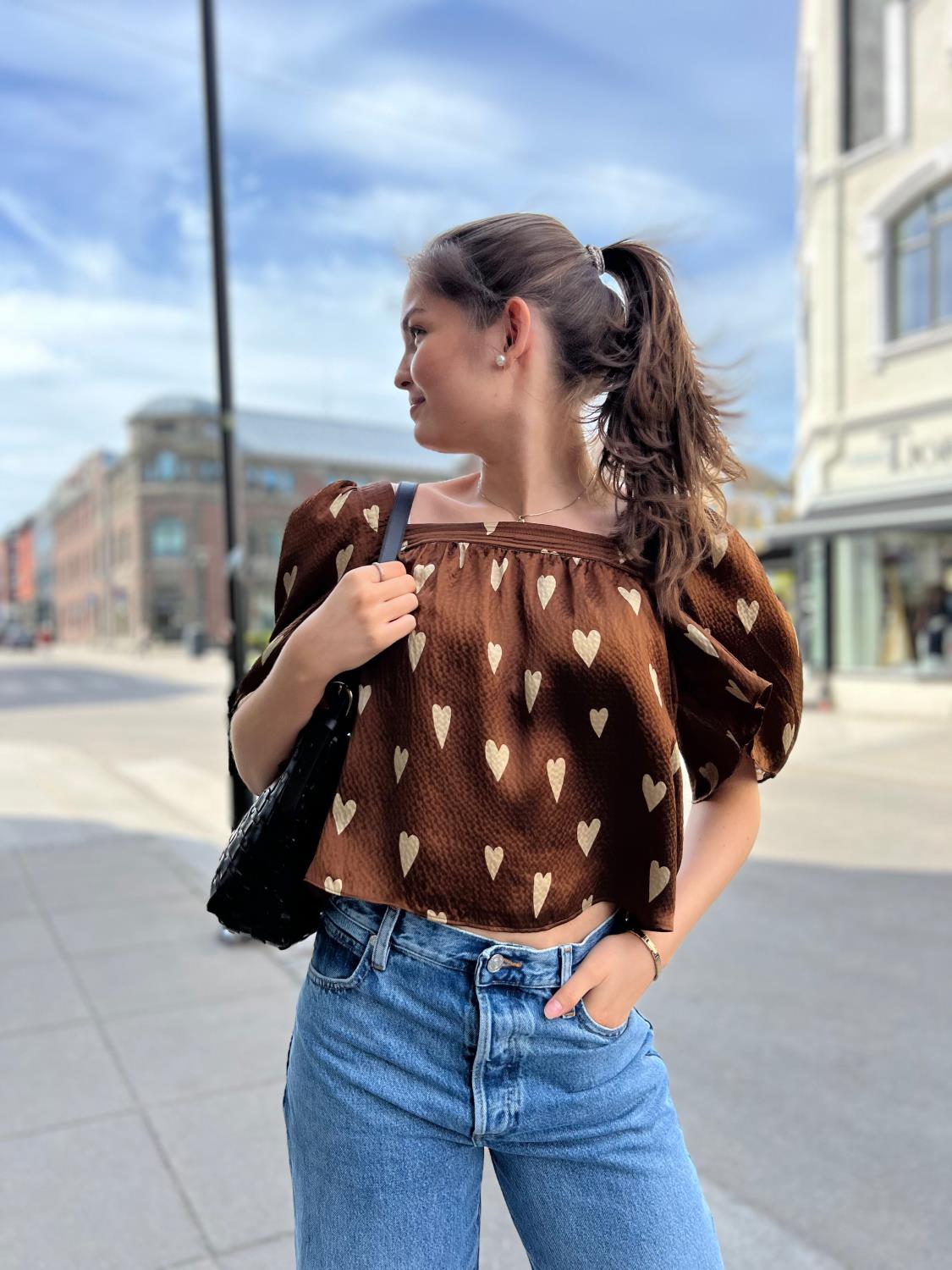 Stella Nova, Heart printed silk top