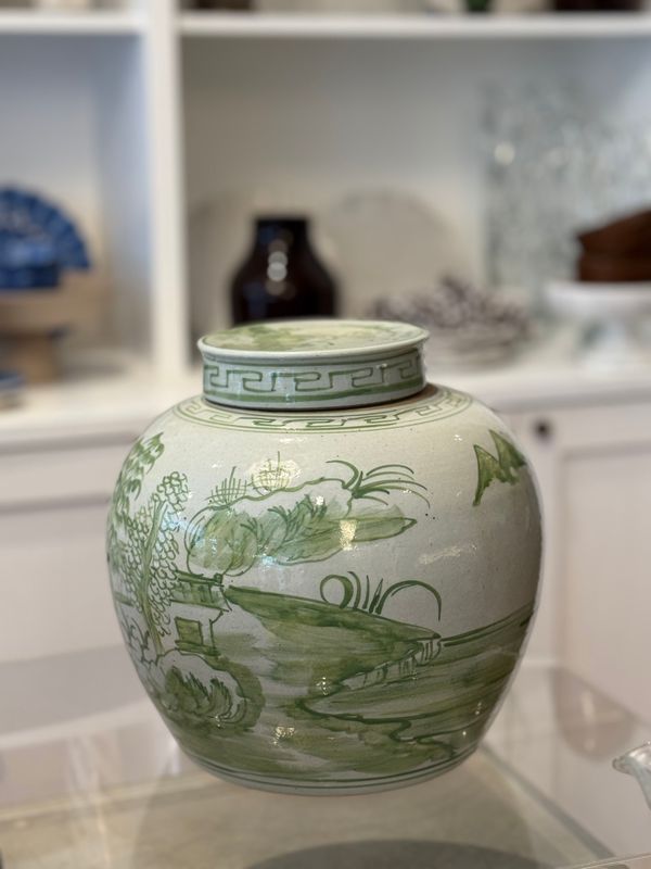 Tea jar green landscape
