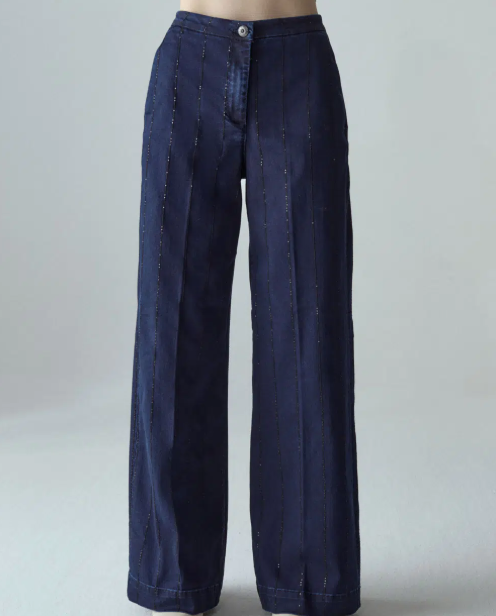 Shaft, Jeans flaire sequin over blu