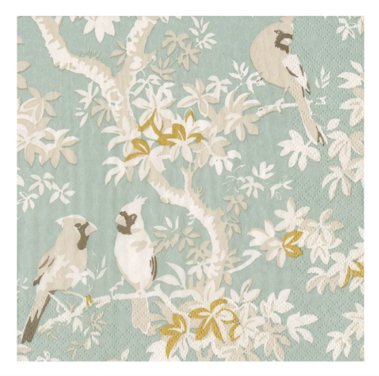 Caspari, Napkin Scenic Songbirds Celadon