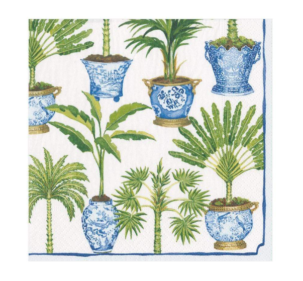 Caspari, Napkin white potted palms