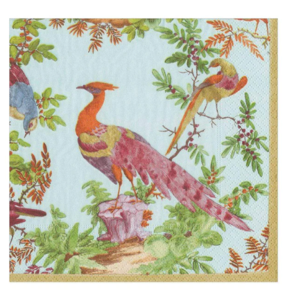 Caspari, Napkin Celadon chelsea birds