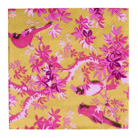 Caspari, Napkins Scenic Songbirds Rose & Gold