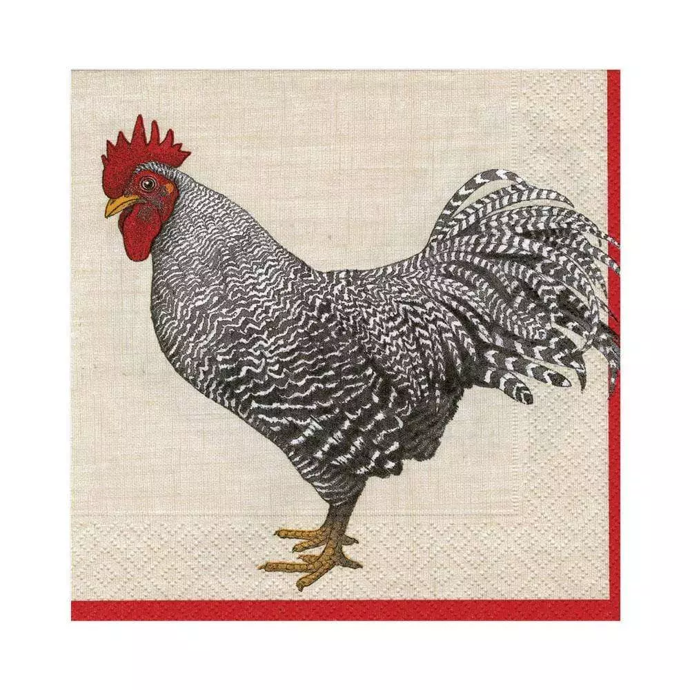 Caspari, Napkin-Ivory Le coq