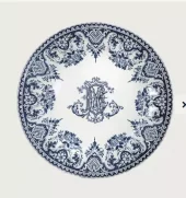 Gien, Dinner Plates Monogramme Depareillees