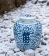 The vanilla remedy, Tea jar double happiness blå