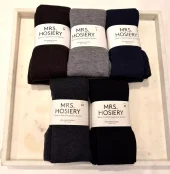 Mrs. Hosiery, Ribbed Tights Merino Wool Light Grey
