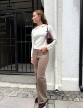 FRAME, Le Slim Palazzo Modernist Pocket Corduroy Soft Taupe