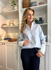 By Hazel, Maya, Light Blue w/ white cuff
